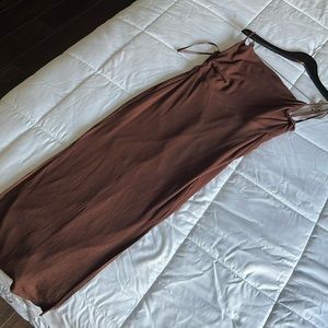 Brown bodycon style dress. Ribbed. Sweet Leslie brand.